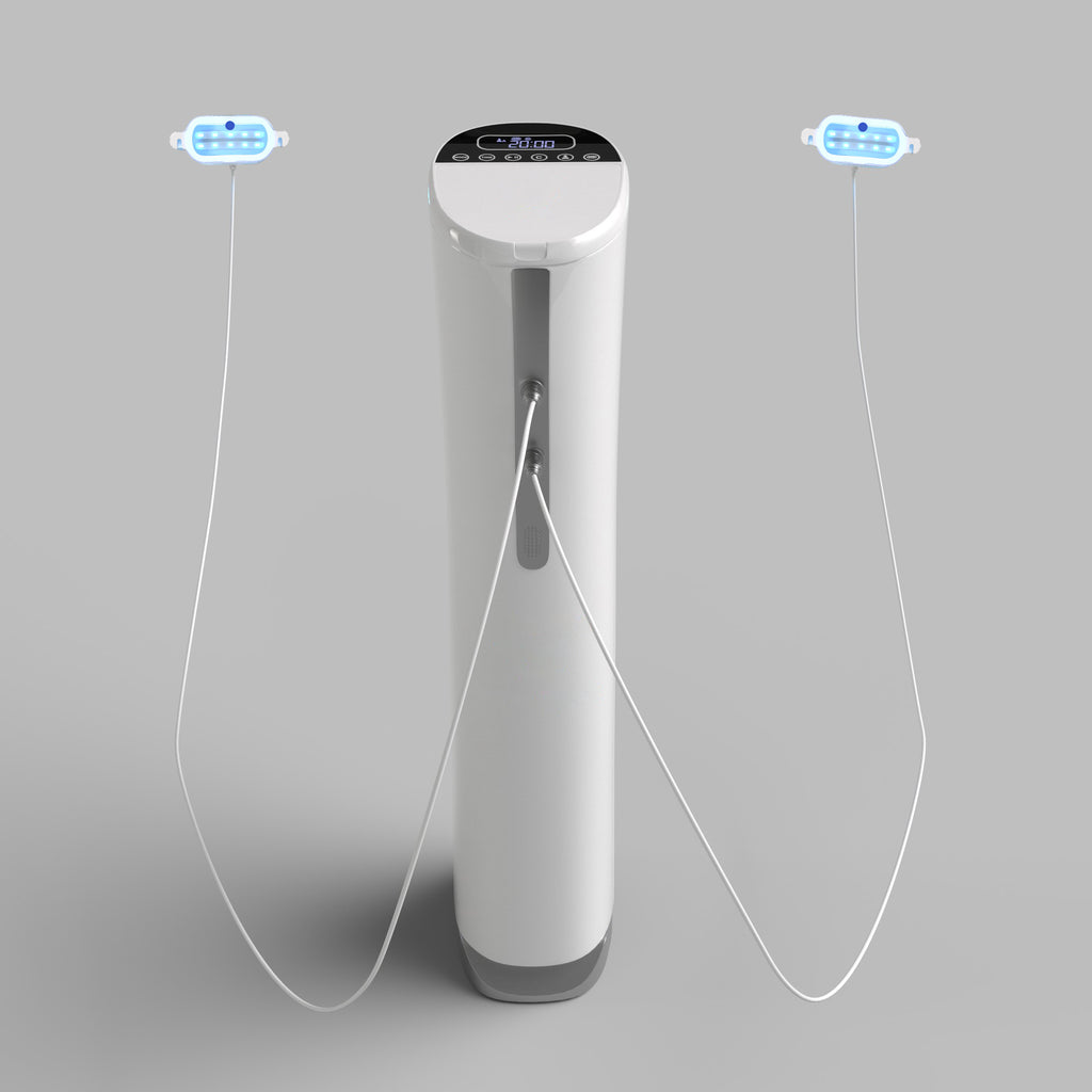 ultra whitening accelerator standing with two whitening devices connected